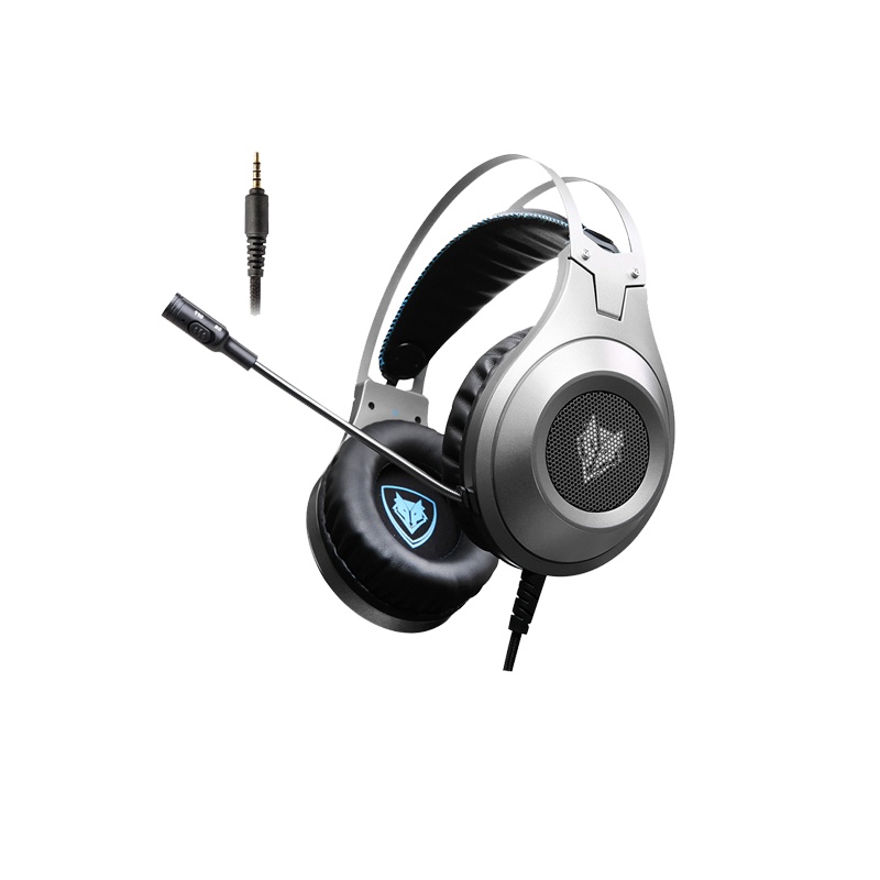 狼博旺(NUBWO) N2 电脑游戏耳机头戴式带麦绝地求生吃鸡专业电竞耳麦重低音(3.5单孔不发光版)银色