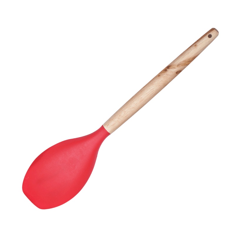 Carote硅胶铲子不粘锅专用炒菜铲厨房汤勺硅胶锅铲 红色木柄沙律更