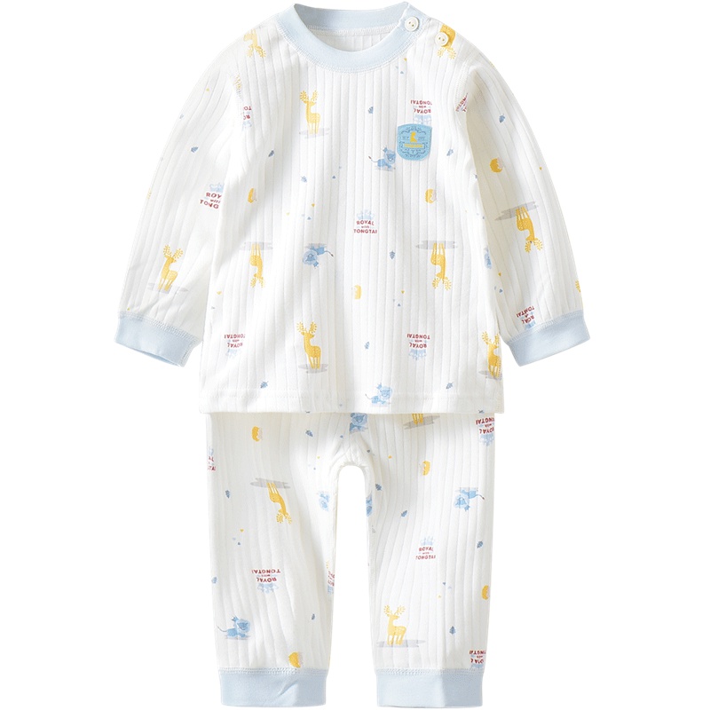 童泰TONGTAI婴儿纯棉肩开内衣套装6-24个月-3岁宝宝套头上衣裤子两件套