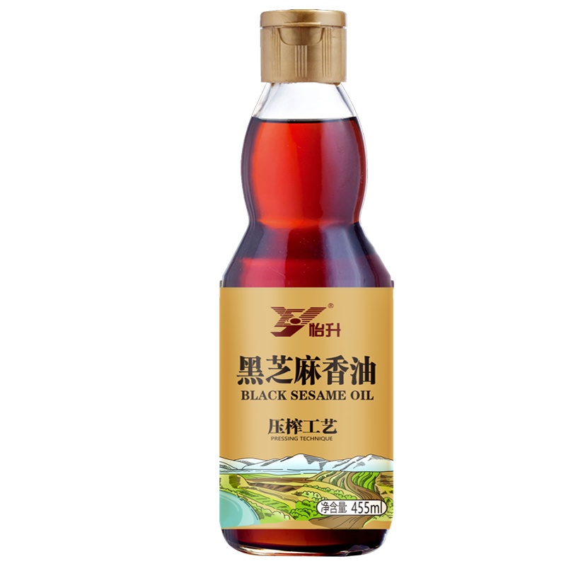 【怡升】 黑芝麻油 芝麻油 纯香油 粮油调味455ml/瓶 凉拌火锅蘸料