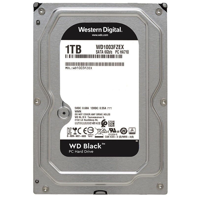 西部数据(WD)黑盘 1T 7200转台式机械硬盘吃鸡游戏硬盘(WD1003FZEX)