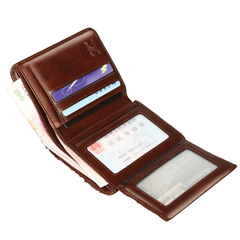 七匹狼SEPTWOLVES 钱包 头层 二层牛皮 短款 竖款 商务男士钱包/卡包 驾驶证 皮夹 青年