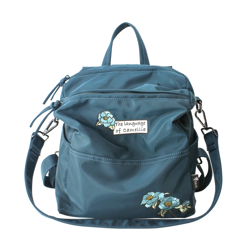 花间公主茶花之语单肩双肩背包2021春季新休闲文艺刺绣尼龙布女包书包