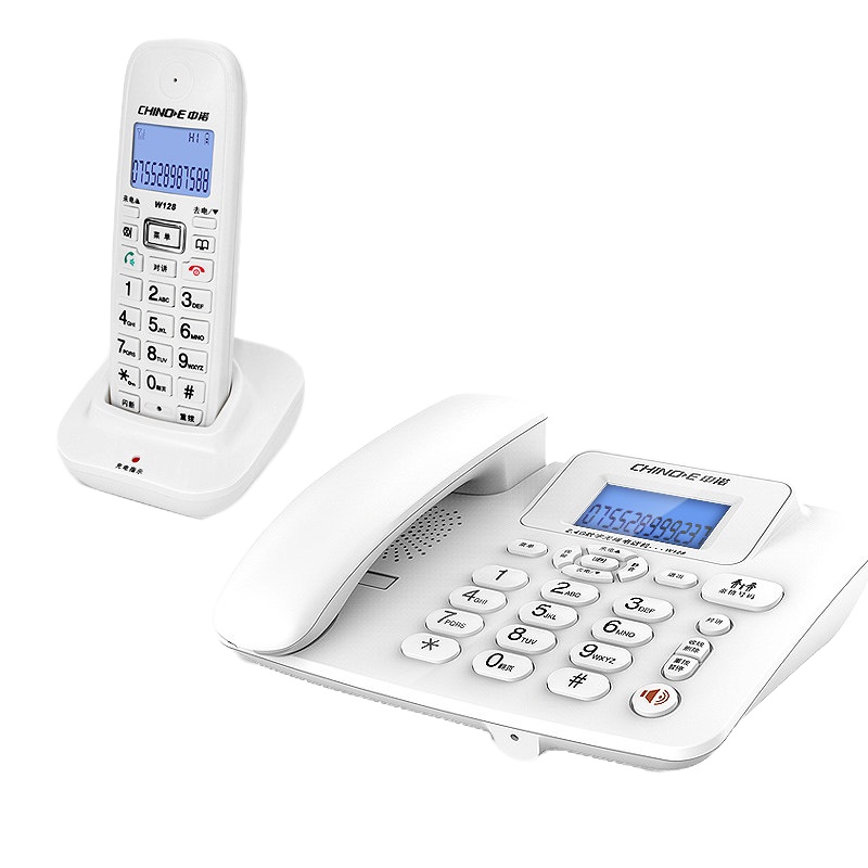 无绳电话机家用商务办公子母机座机 无线电话一拖一拖二 W128白色一拖一