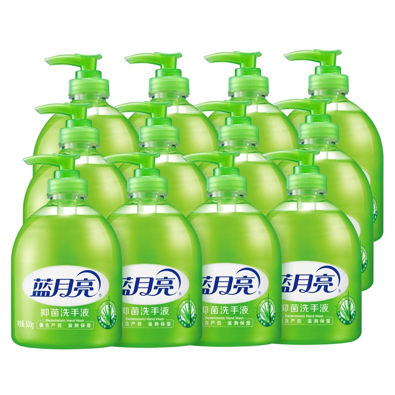 蓝月亮 洗手液芦荟抑菌500g*12瓶整箱装 高效抑菌滋润呵护肌肤柔滑远离细菌威胁