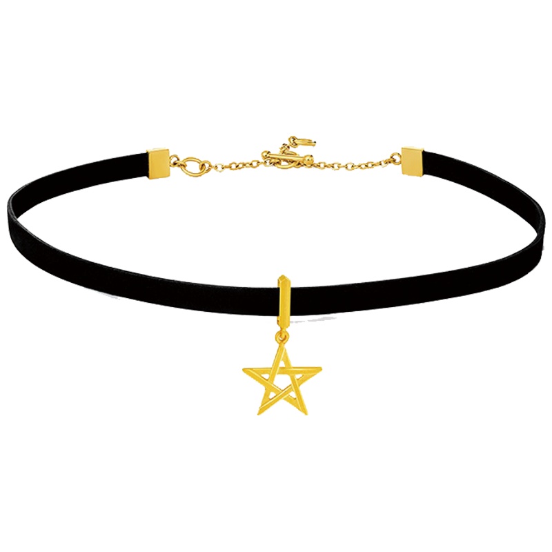 周大福ing系列星形足金黄金项链choker项圈计价（工费208元）F208195