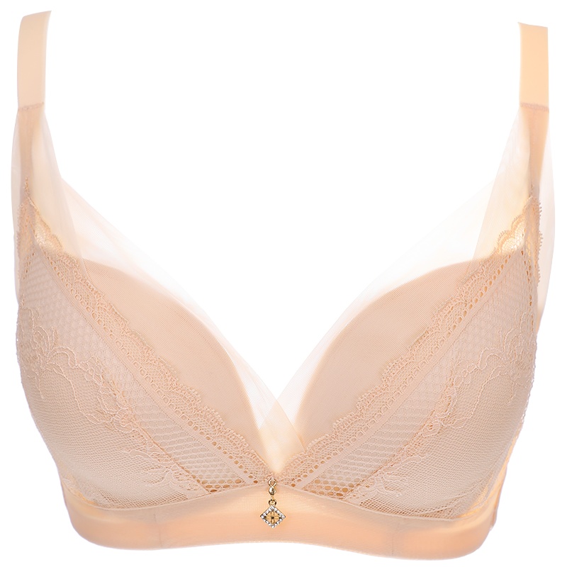 依曼丽内衣女无钢圈聚拢厚杯文胸 调整型收副乳蕾丝性感胸罩