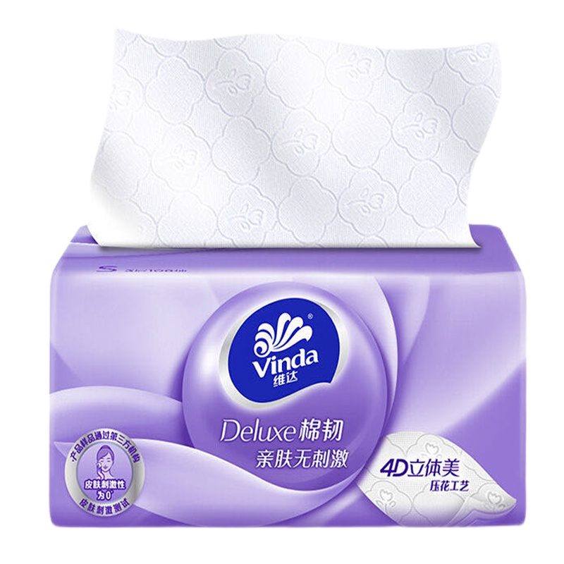 维达抽纸3层100抽立体美压花无香家用卫生纸巾面巾纸餐巾纸家庭装 1提6包