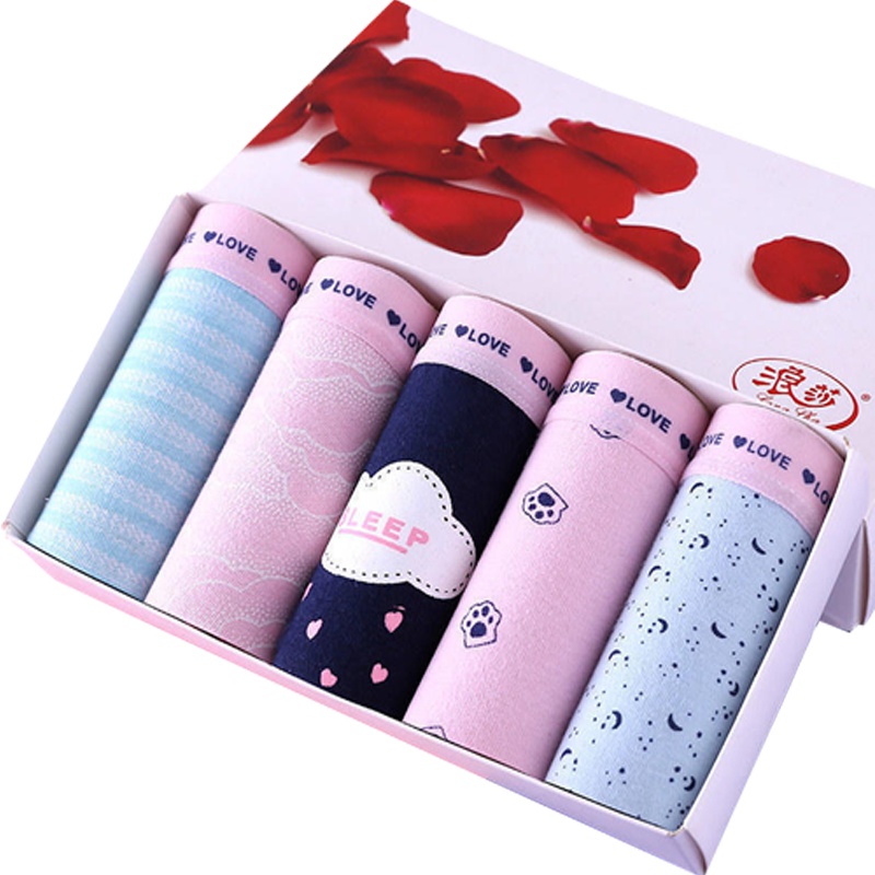 5条 浪莎 女士内裤 女纯棉裆全棉性感 无痕中腰大码少女棉质面料