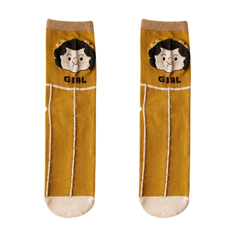 猫人袜子女卡通动漫可爱小女孩直板日系中筒长袜4双装