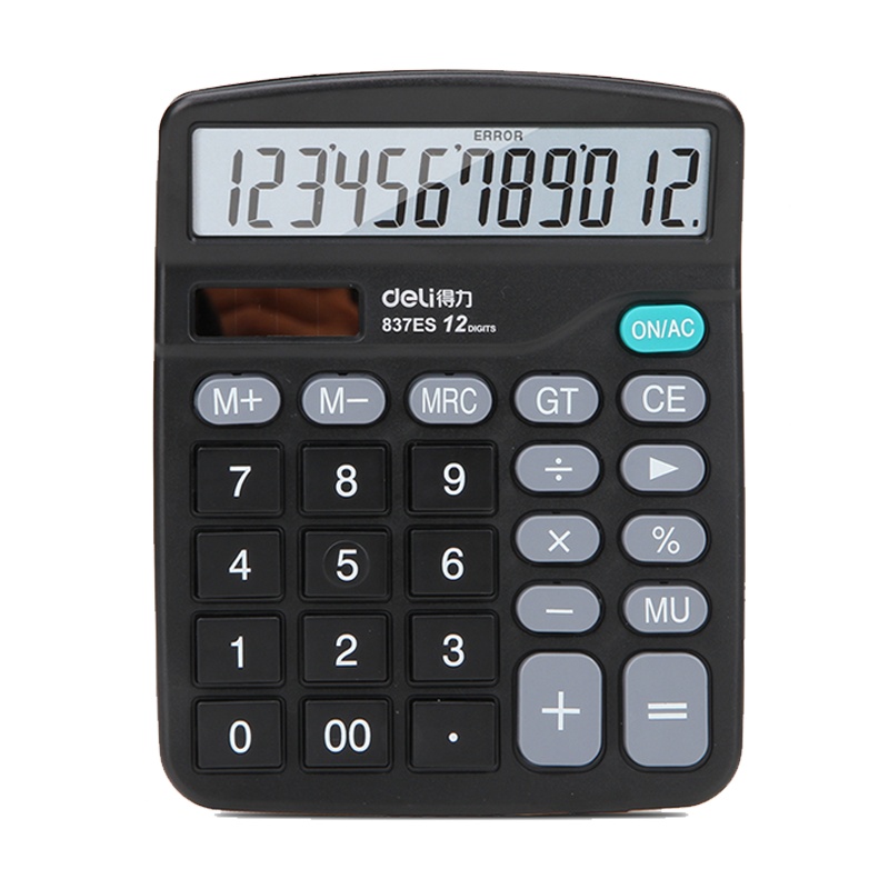 得力语音计算器12位学生财务会计计算机送电池双电源计算器 真人发音计算器可调节音量科学计算器837ES