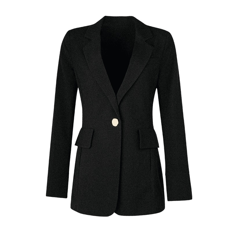 晚白2021春季新品时尚简约纯色修身显瘦一粒扣常规职业西装外套女