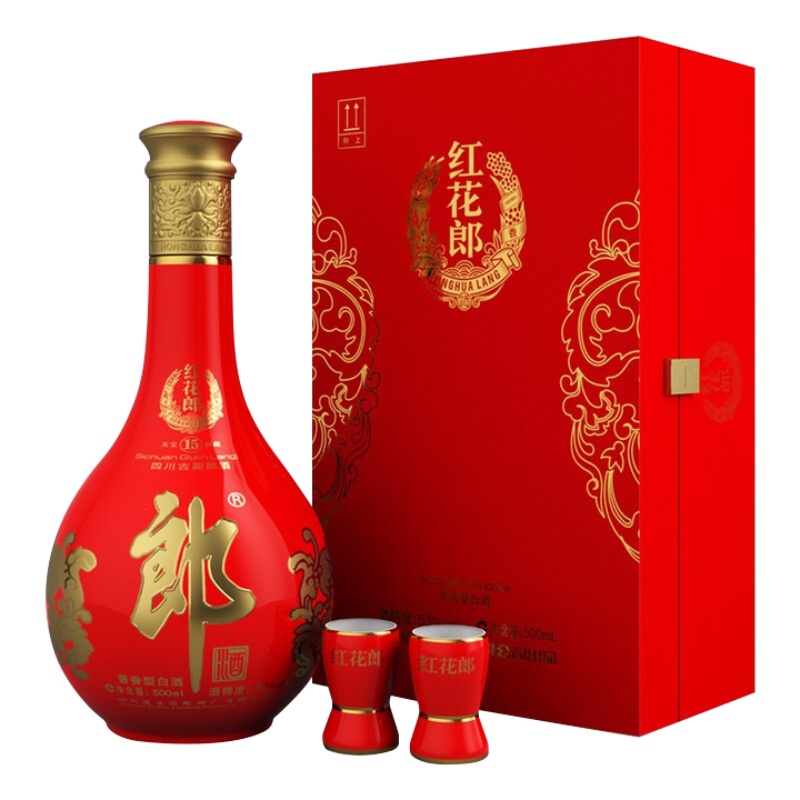 郎酒 红花郎(15)礼盒 53度酱香型白酒 500ml单品礼盒装