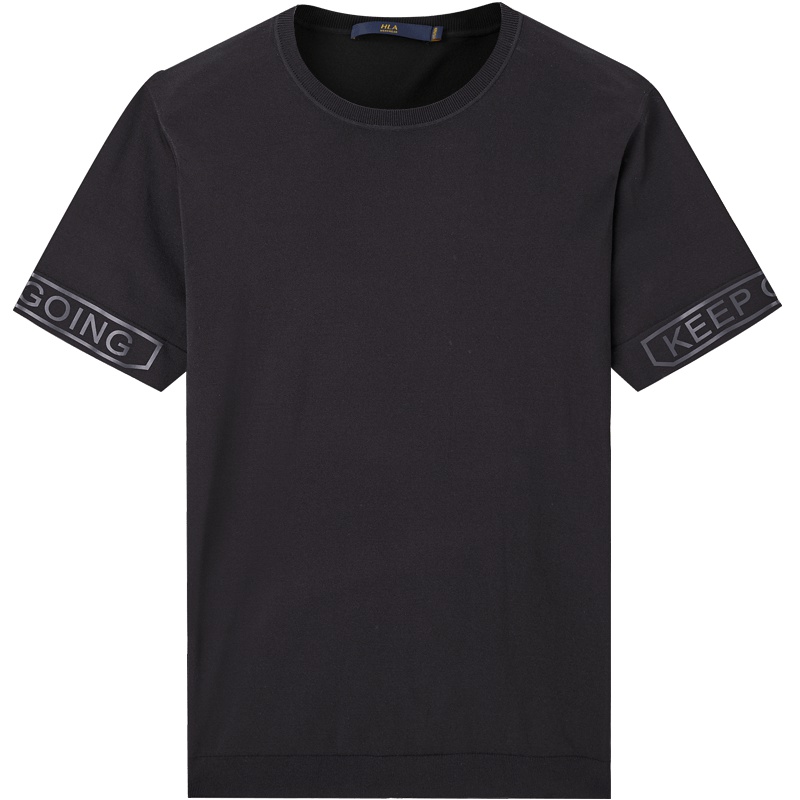 HLA海澜之家罗纹圆领短袖针织2019夏季简洁净色上衣男HNZBD2R004A