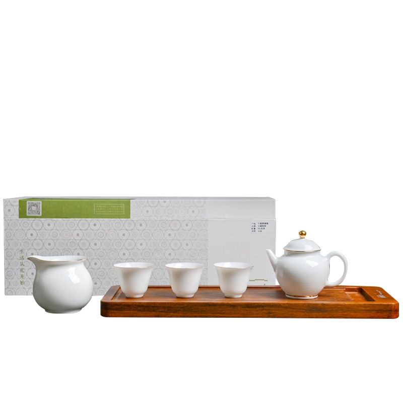 古镇陶瓷景德镇陶瓷家用泡茶茶杯功夫茶具整套套装礼盒6头茶具点金