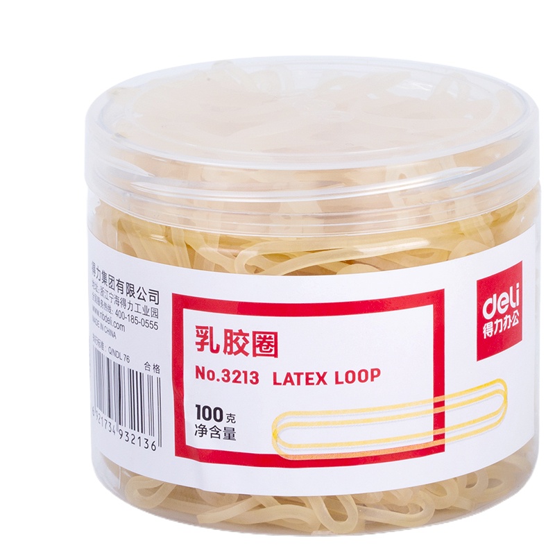 得力 3213 100g办公耐用橡皮筋/牛皮筋 1盒装