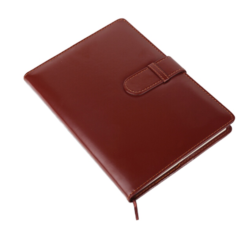 得力 皮面笔记本记事本25k 会议本 120页商务带扣皮 颜色随机120页 7946