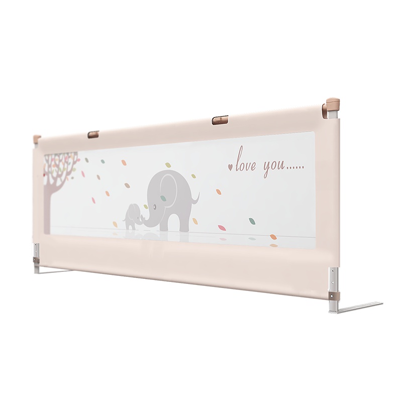 棒棒猪婴儿童升降加高床护栏宝宝防摔边挡板1.8-2米大床围栏 米白亲子象2米单面