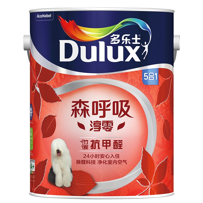 多乐士(Dulux)森呼吸淳零无添加竹炭抗甲醛5合1内墙乳胶漆 油漆涂料 墙面漆A8212 5L
