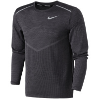 NIKE耐克男装长袖T恤针织圆领舒适跑步休闲运动服AJ7628 L AJ7628-010黑+闪电灰+反光银