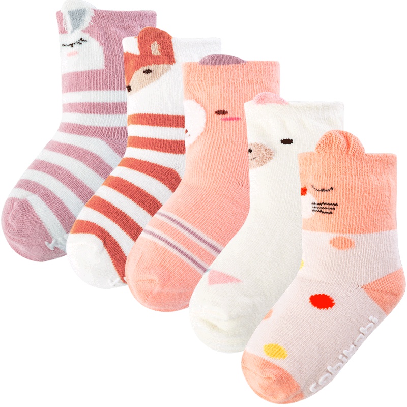 [5双装]贝贝怡卡通女宝宝四季透气袜子193P2121