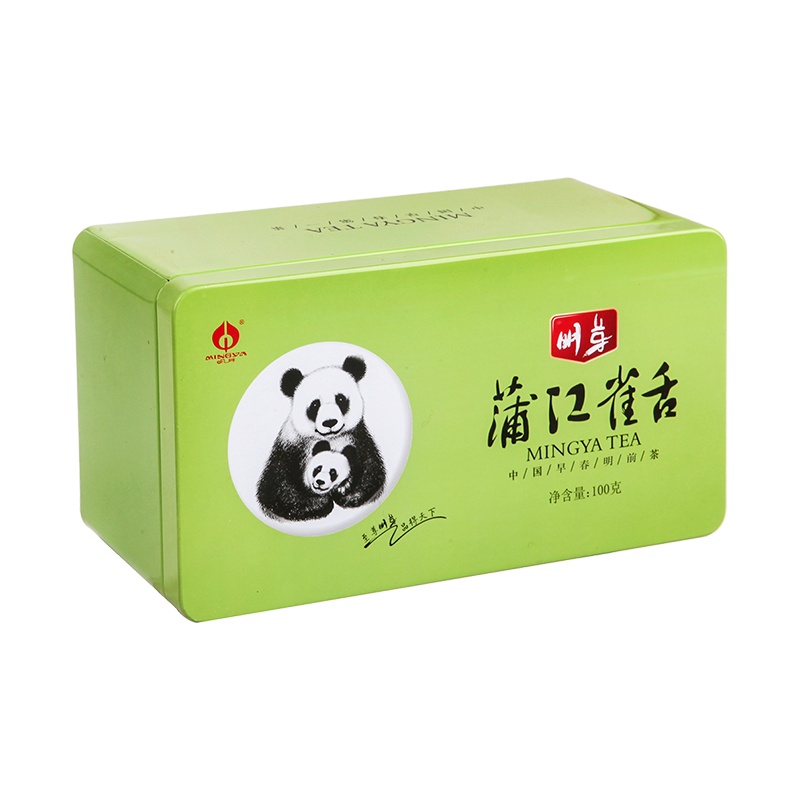 明芽雀舌绿茶2021新茶四川蒲江明前翠芽春茶高山茶铁盒装100g