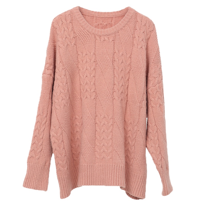 ENJOY'ME女装2019冬季新品慵懒甜美系净色套头麻花毛衣