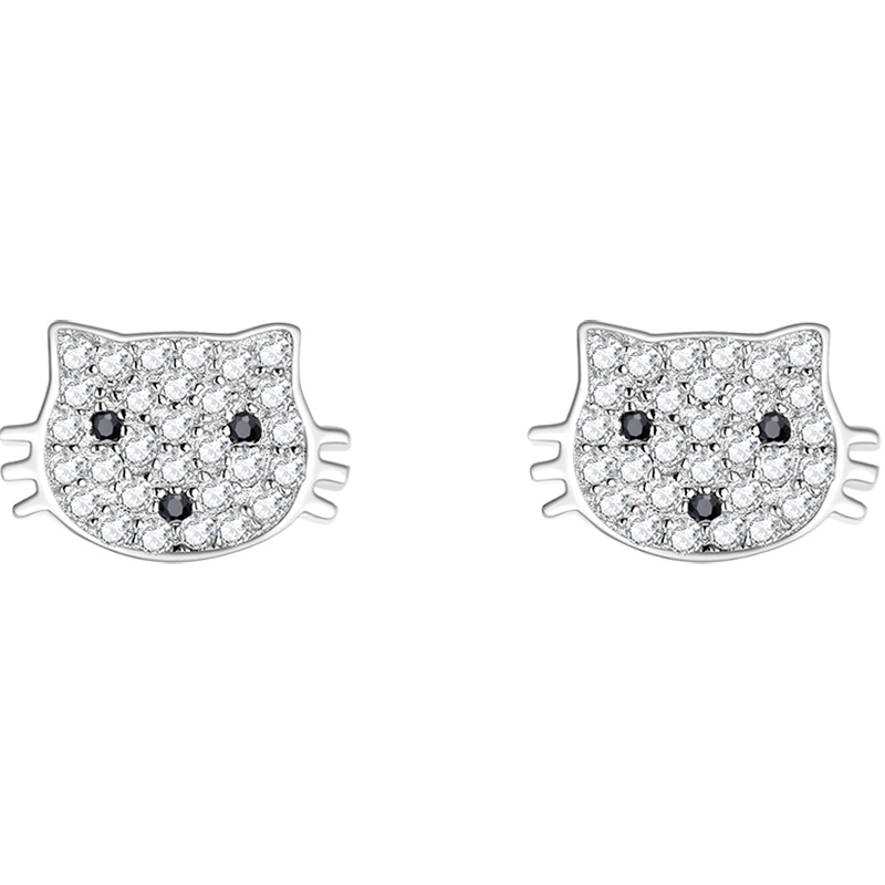 DTOTO 日韩可爱猫咪少女纯银耳钉青春甜美女耳环耳饰