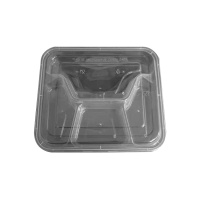思莱克SLK-1310一次性快餐盒透明四格餐盒长方形分格黑色三格1000ML