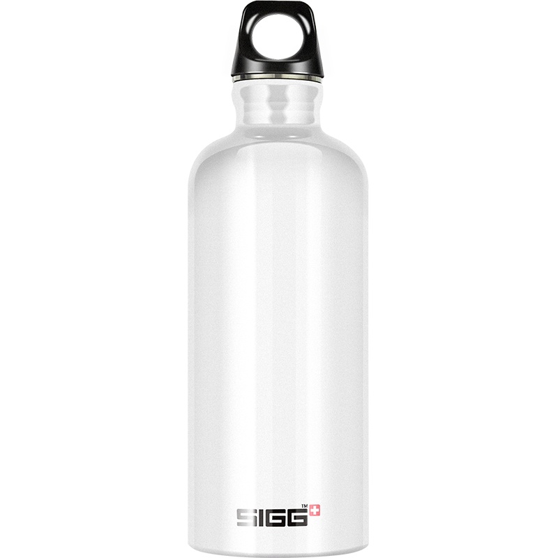 瑞士sigg希格运动水壶铝制金属水杯子户外骑行情侣学生男女士便携式健身水壶大容量耐摔超轻便釉面随手杯 白色600ml