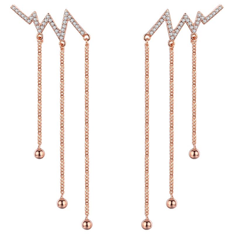 佰色传情BRIR纯银流苏耳环长款耳坠女气质个性显脸瘦的耳饰