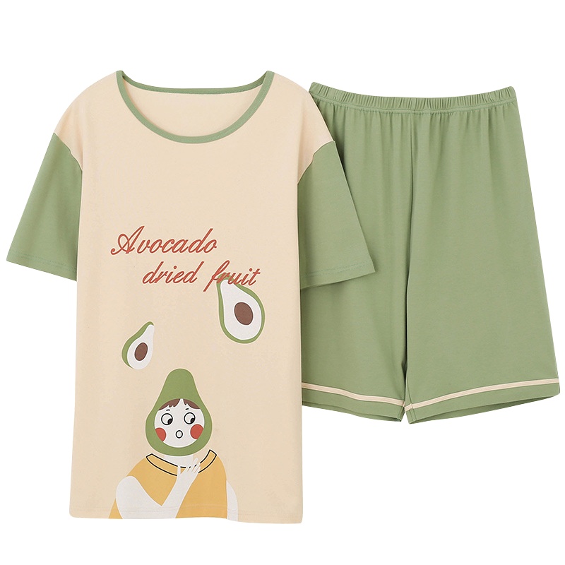 耀婷男士针织棉睡衣短袖套头休闲套装夏天少年家居服可外穿