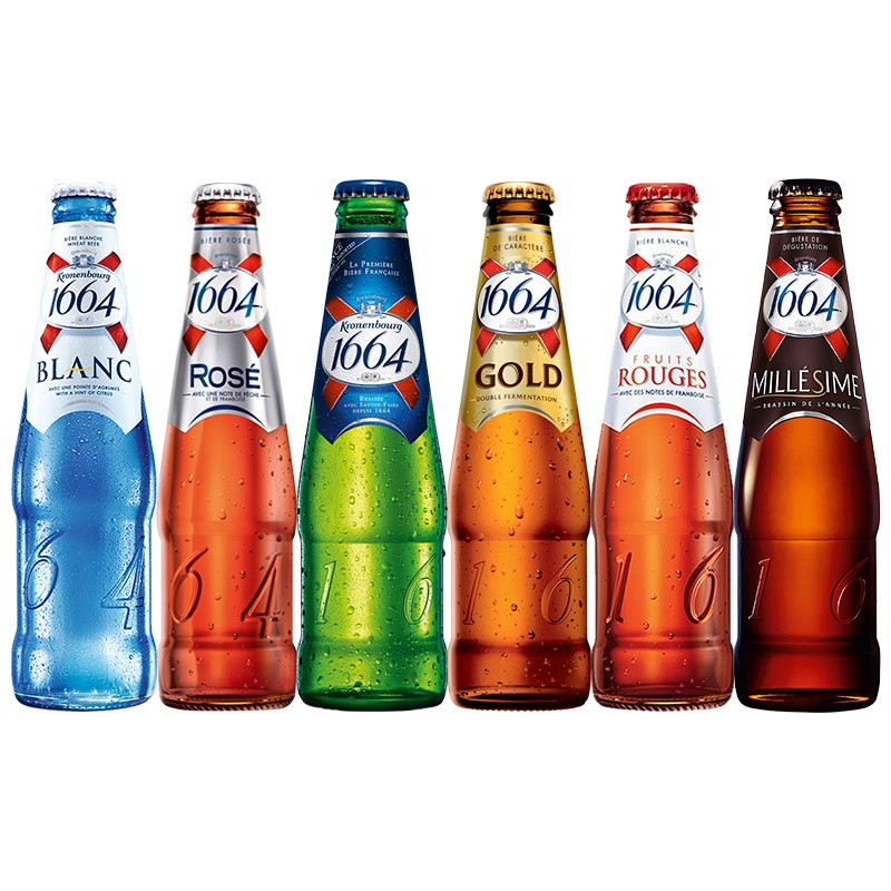 法国进口1664白啤酒果啤玫瑰百香果蓝莓等精酿果味啤酒6口味250ml*6瓶