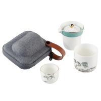 米兰度(Milandu)中式创意高档骨质瓷茶具水具套装居家旅行日用乔迁送礼茶具套装 西湖佳宴四件套旅行茶具套装