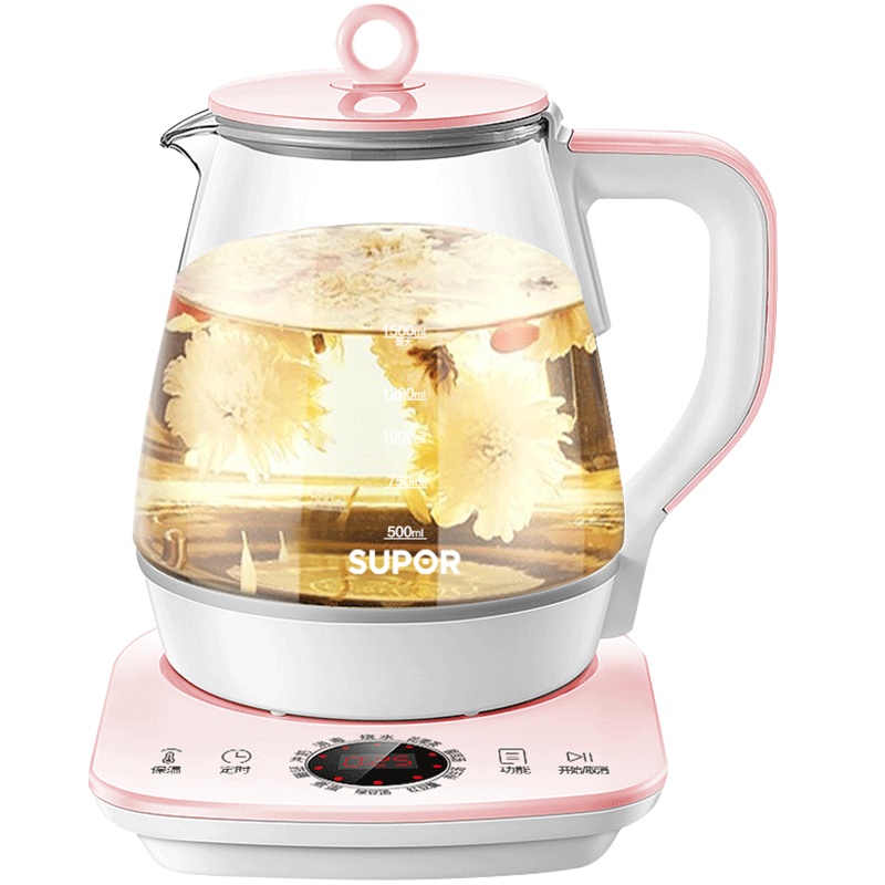 苏泊尔(SUPOR) 养生壶1.5L 多功能煎药壶花茶煲茶壶触屏式智能断电保护触摸高硼硅玻璃烧水壶SW-15YJ21
