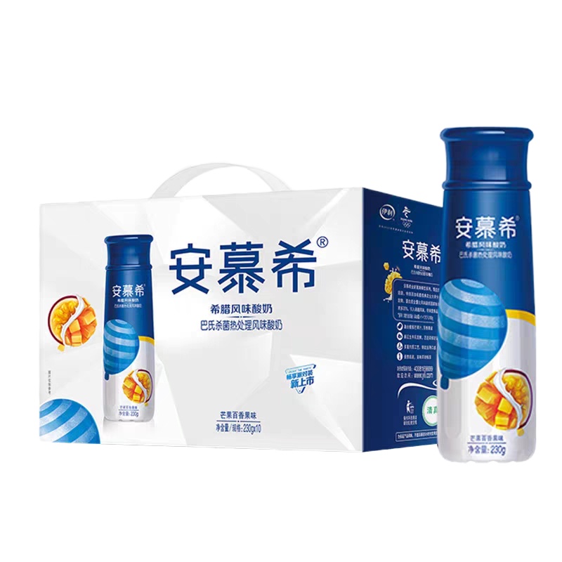 伊利安慕希高端畅饮型希腊风味酸奶芒果百香果230g*10瓶酸牛奶整箱