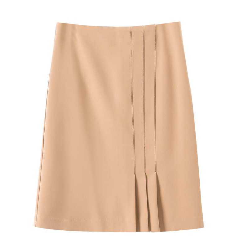 晚白2021春季新品时尚减龄纯色高腰学院风修身百褶裙半裙半身裙女