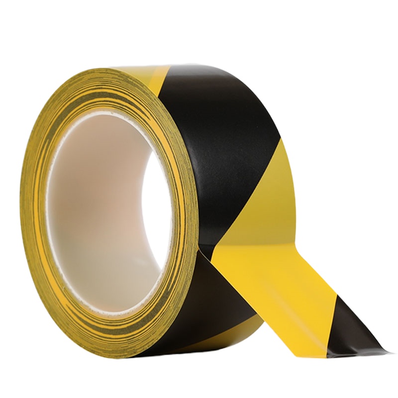 PVC黑色斑马线警戒地标贴地板面标识彩色5S定位划线