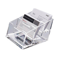 晨好(ch)大容量名片盒 名片架收纳盒 透明名片座 亚克力 三层格子 5个