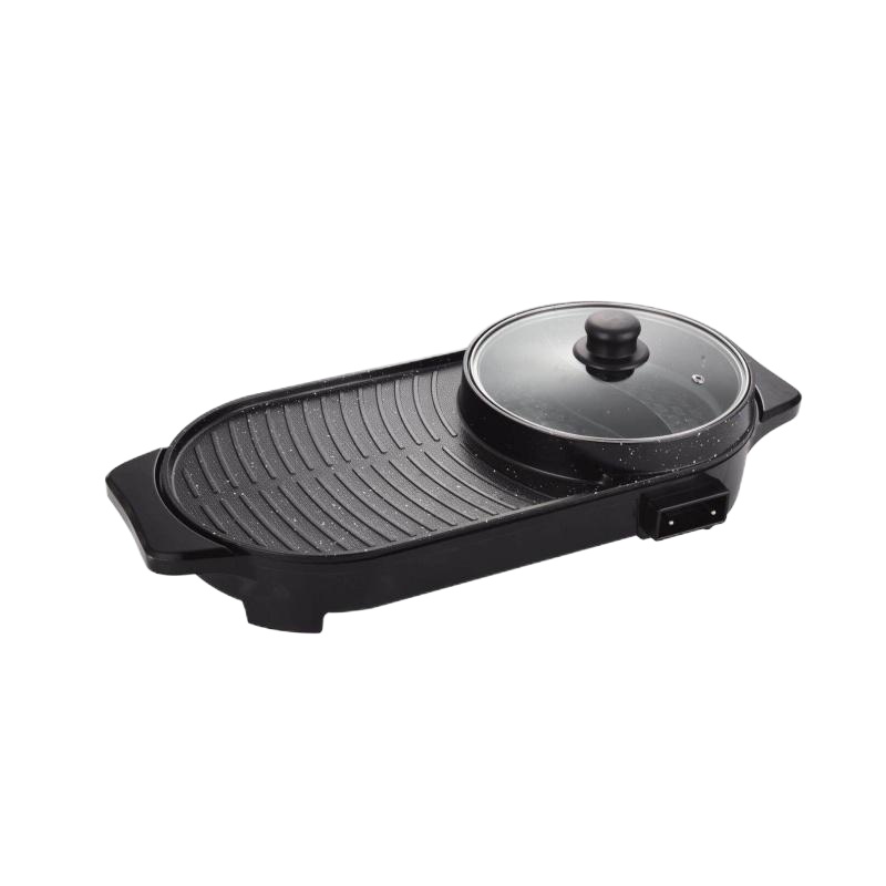 麦饭石韩式涮烤一体锅煎涮时光旧巷电火锅烧烤炉电烤盘多功能锅鸳鸯锅 圆形小号单控