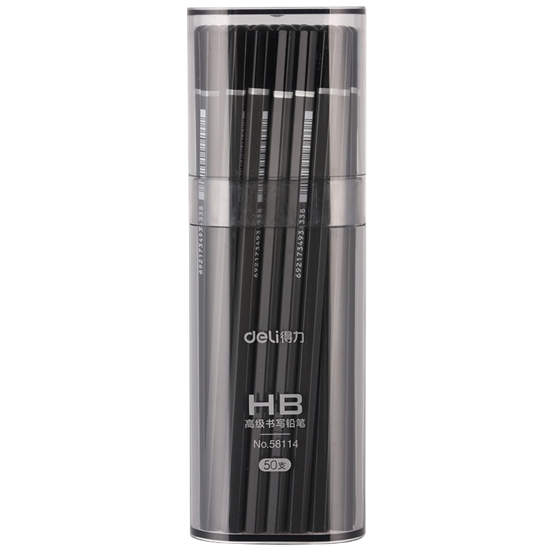 得力(deli)58114 HB书写绘图铅笔50支/桶 素描铅笔 考试笔 小学生儿童六角铅笔 书写办公文具