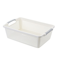 唐易 TY5987871日式收纳筐大号 加厚长方形塑料收纳篮厨房浴室桌面收纳置储物篮子文件收纳筐箱盒 白色(单位:个)