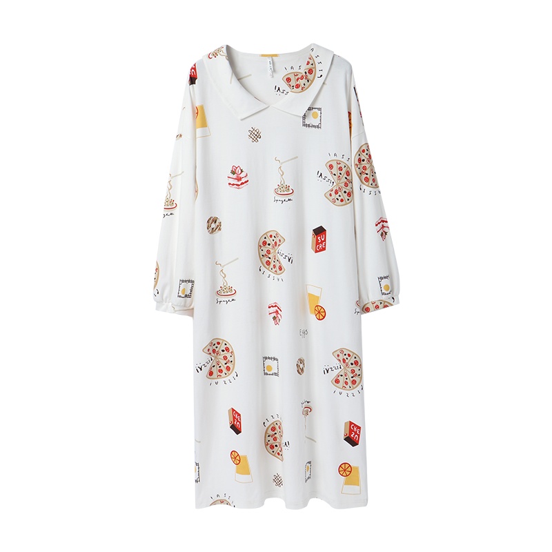 安之伴睡裙女秋季针织优质韩尔棉印花长袖女裙