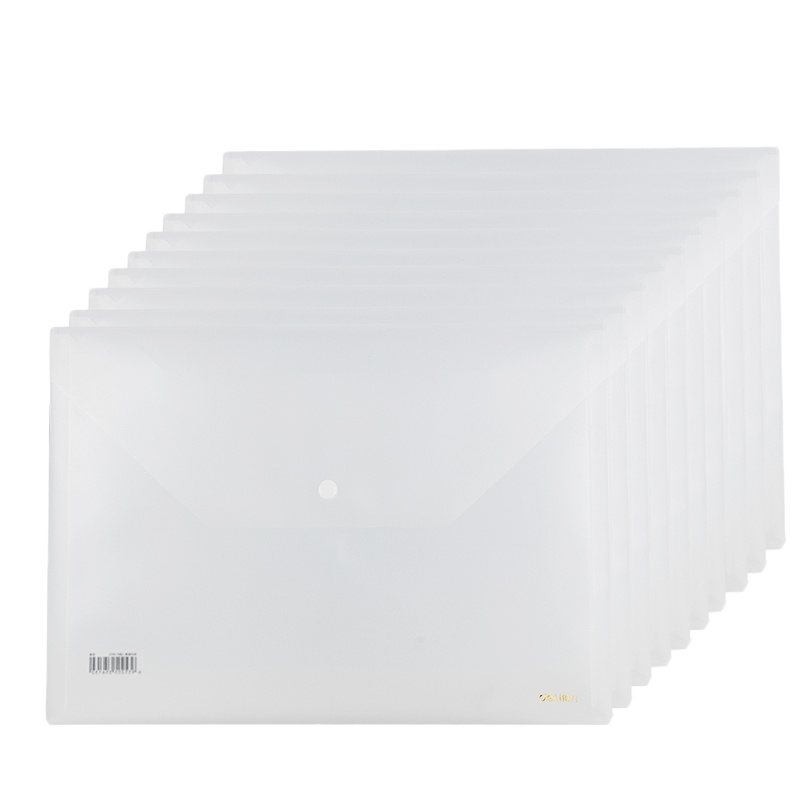 得力(deli) A4加厚文件袋 透明按扣资料袋 5501A 10个/包 10包装