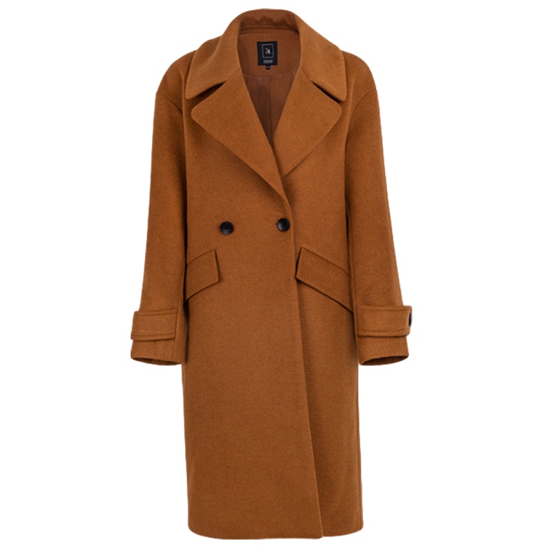 【福利款】拉夏贝尔拉夏贝尔 7m莫丽菲尔2016冬新款双排扣长款加厚呢大衣女70007542