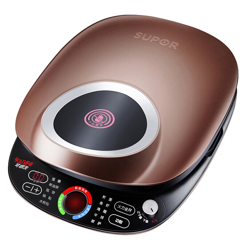 苏泊尔（SUPOR）电饼铛家用 双面加热煎烤机烙饼锅煎饼铛加深烤盘可拆洗JD30R645智能火红点