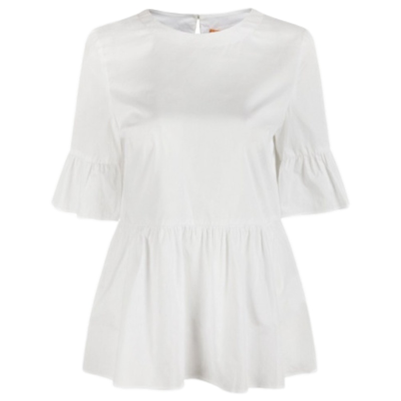 【福利款】拉夏贝尔中袖通勤甜美收腰圆领衬衫