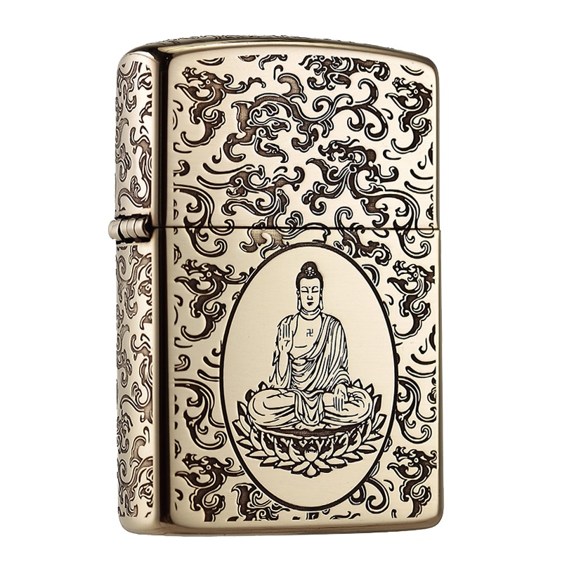 zorro佐罗煤油打火机防风个性祥云佛深雕复古打火机