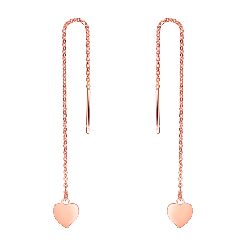 梦金园 18K金耳线 金750桃心流苏耳饰一对 女士定价