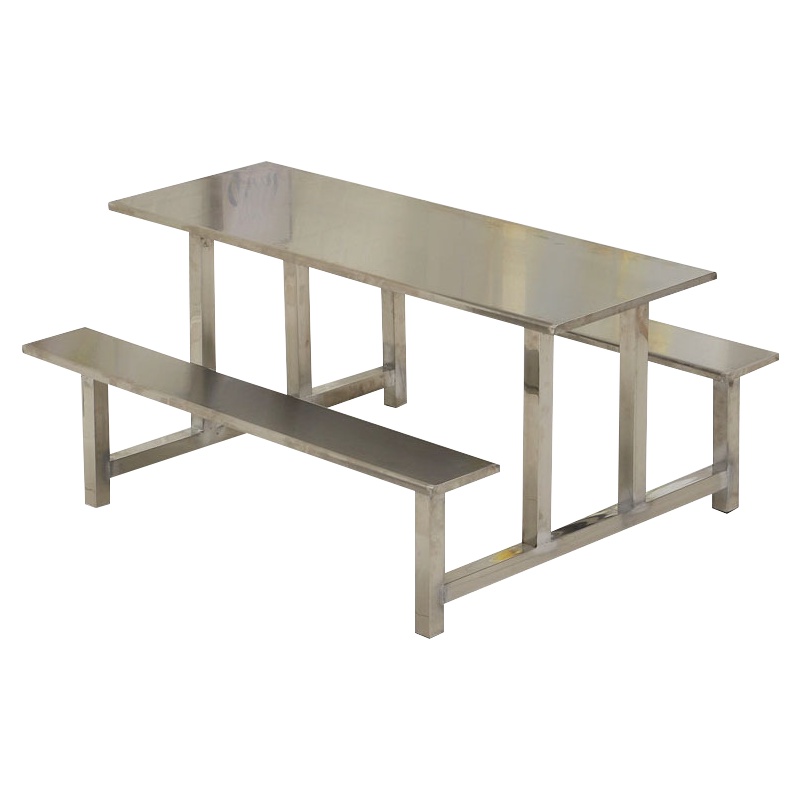 文灵不锈钢餐桌连体餐桌椅组合学校食堂员工小吃店快餐桌椅4人6人8人